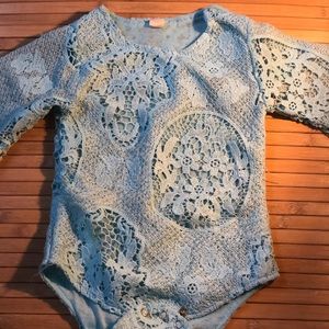 Light Blue Baby Girl Lace Romper